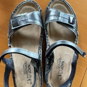 Naot pewter sandals like new!  Size 38 or 7 1/2